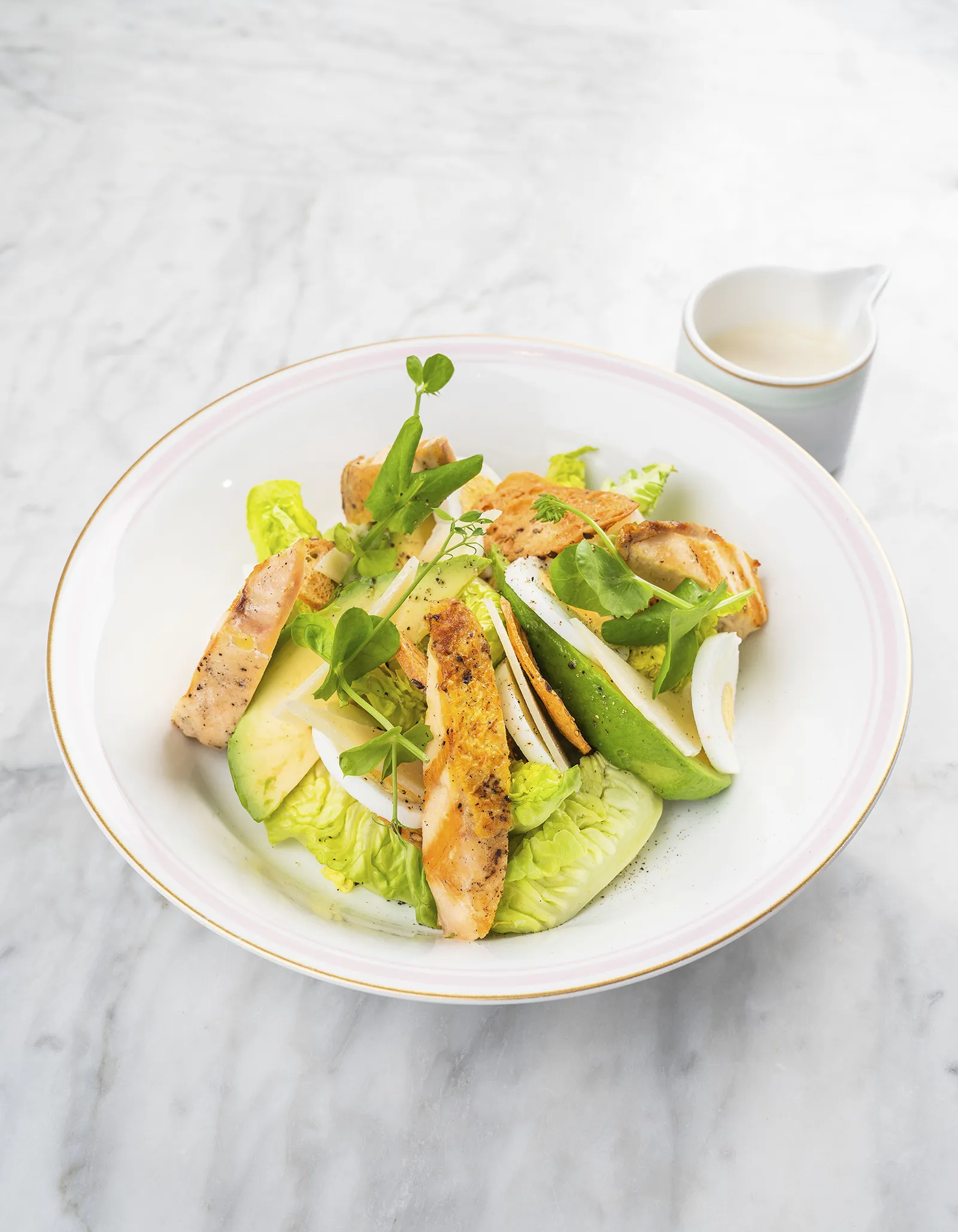 Ceasar salad chicken - beautifully plated and ready to enjoy