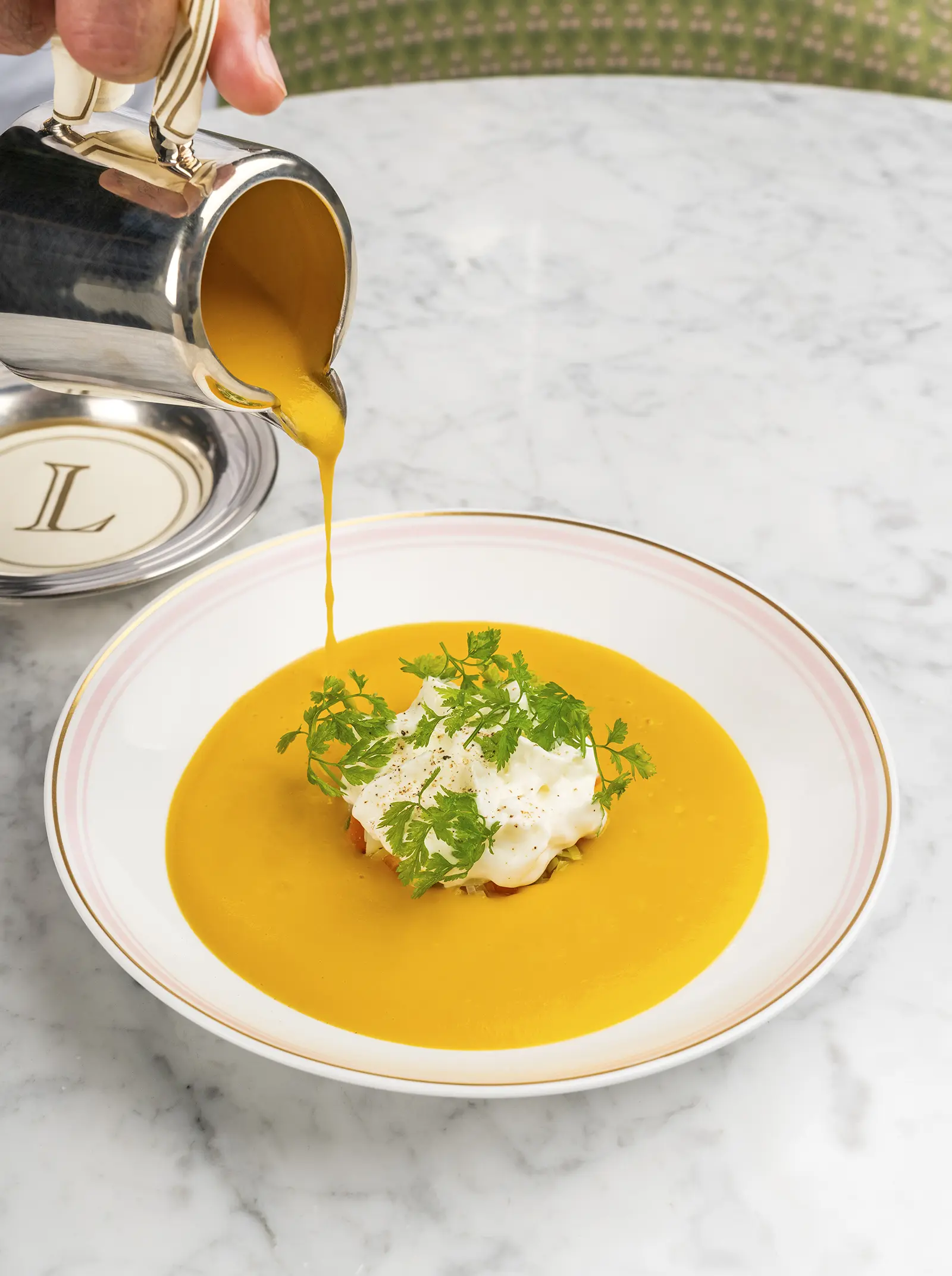 Creamy vegetable soup - beautifully plated and ready to enjoy