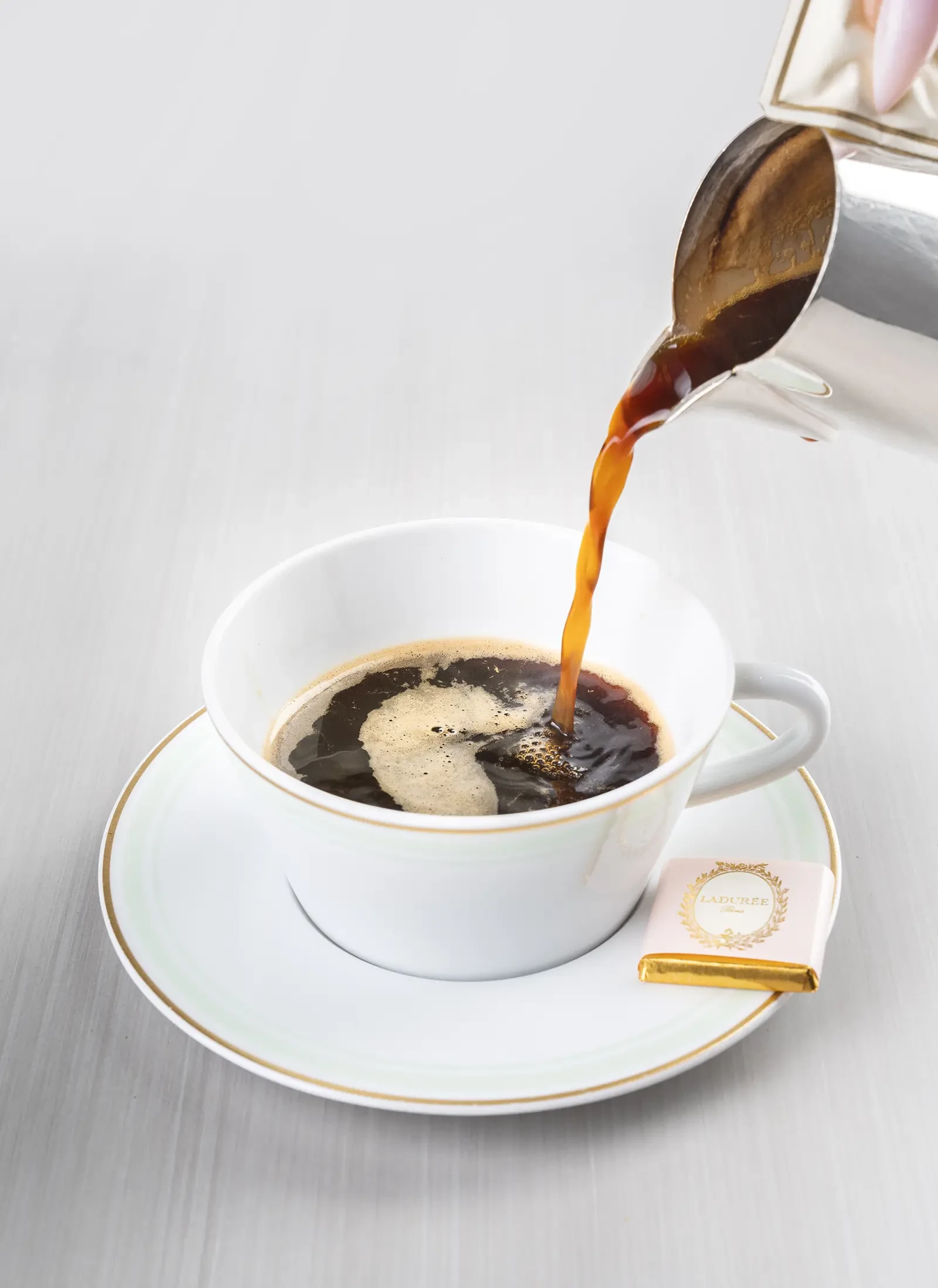 Ladurée coffee - beautifully plated and ready to enjoy