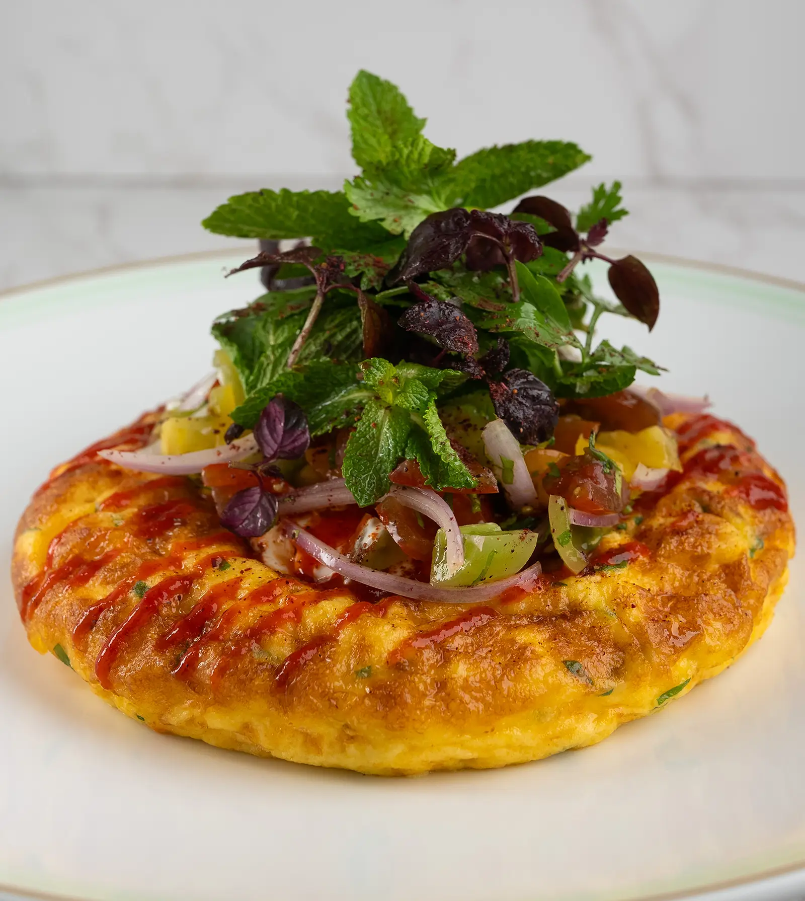 Middle Eastern Omelette - beautifully plated and ready to enjoy