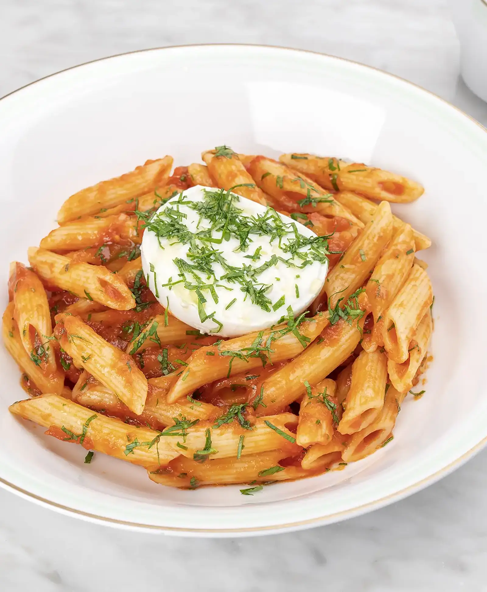 Penne Arabbiata - beautifully plated and ready to enjoy