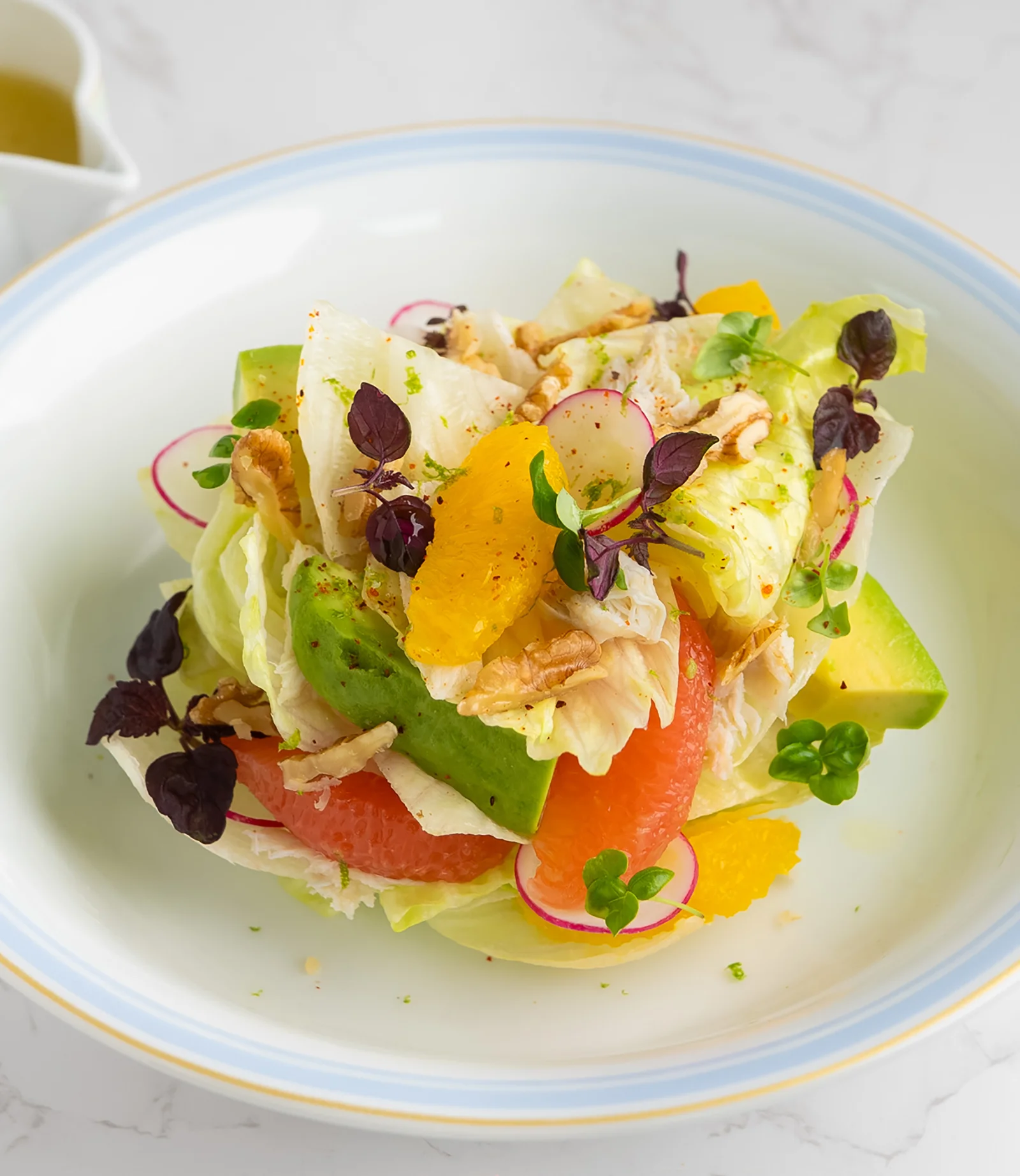 Crab salad beautifully plated and ready to explore