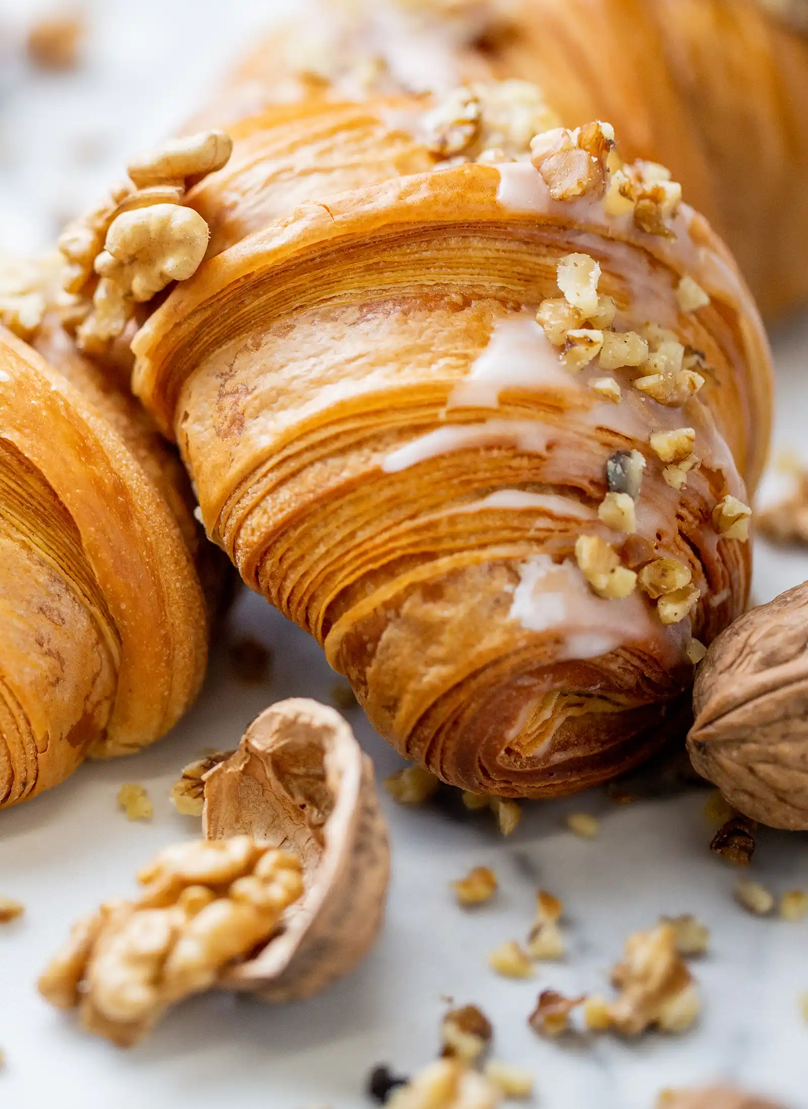 Classic croissant filled with walnuts