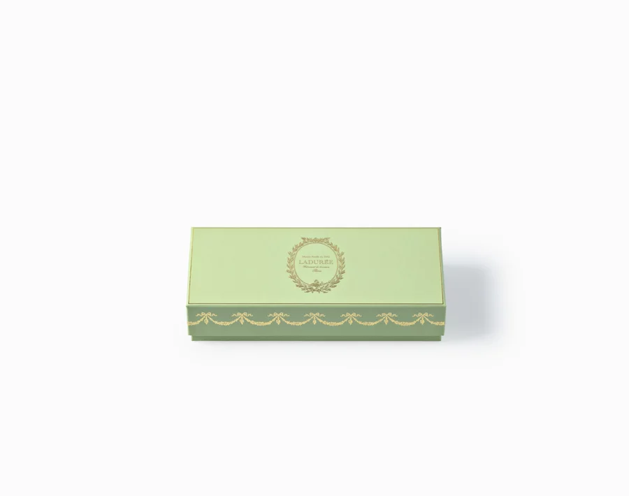Festive 12 Macarons Gift Box Green Back