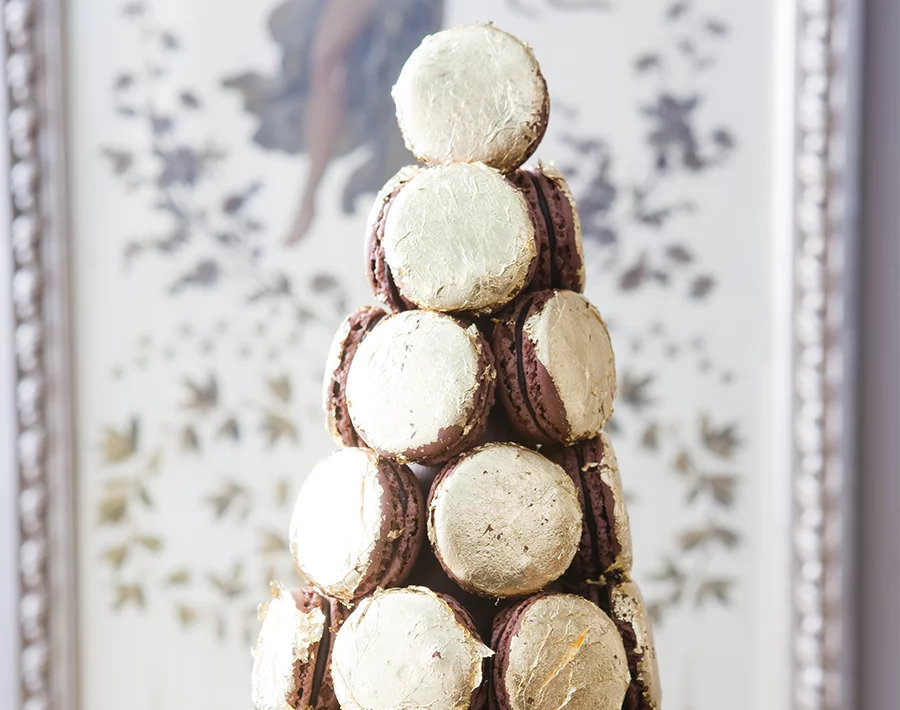 Pyramid Of Gold Macarons - 40 Pieces back